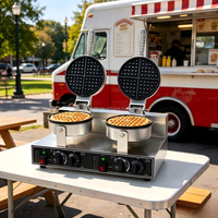 Gaufrier professionnel à double tête rotative pour gaufres belges - Équipement pour café de petite entreprise et chariot de petit-déjeuner mobile