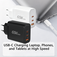 Adaptateur mural personnalisé avec logo, 65 W PD PPS USB-C, bloc de charge rapide GAN, chargeur rapide type C, câble et prise UK