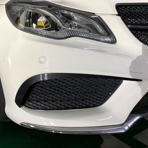 Mercedes-Benz E-Class Coupe C207 Front Bumper Canard Carbon Fiber Textured Piano Black ABS Wind Blade 2013-2016 AMG Line - Product Image 1