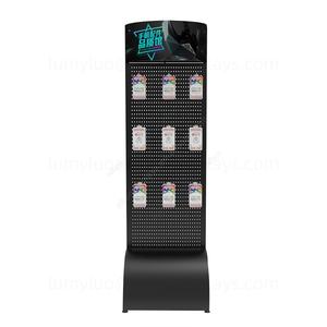 Présentoir métallique perforé avec crochets, étagère de sol simple face pour étuis de téléphone, films, chargeurs, 3C en magasin de réparation de détail - Product Image 3