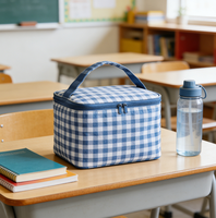 Sac isotherme portable personnalisé bleu et blanc à imprimé neige, imperméable, pour enfants et adultes