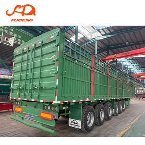 बाड़ कार्गो ट्रेलर <span class=keywords><strong>6</strong></span> अक्षल्स भारी शुल्क उच्च रेलिंग स्टील एंटी स्लिप फ्लोर सेमी ट्रेलर - Product Image 2