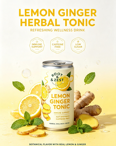 Bebida Carbonatada Saludable y Baja en Azúcar con Sabor a Jugo de Frutas, Limón, Jengibre y Miel, Marca Privada OEM para Fábricas de Bebidas - Product Image 6
