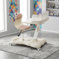 Ensemble de chaise de bureau ergonomique réglable Tenwin 2802 rose, mobile, vente directe, montage facile, mobilier pour l'apprentissage des enfants à l'école
