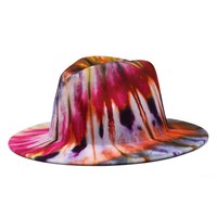 À la mode deux tons femmes Fedora chapeaux cravate teinture large bord feutre Panama chapeau coloré peinture laine feutre chapeau