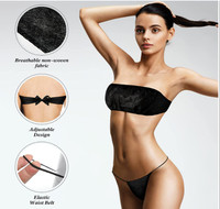 Soutien-gorge de beauté noir jetable pour femmes pour salon SPA dos attaché soins personnels bain de soleil plage bain