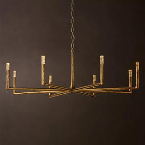 60" Round Solid Brass Large Chandelier Villa Banquet <b>Hall</b> Living Room Luxury Simple Antique Retro Gold Finish LED Chandelier - Product Image 2