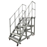 Escalier de plateforme en aluminium pour entrepôt industriel OEM, système de réparation de plateforme d'escalier en aluminium avec roues