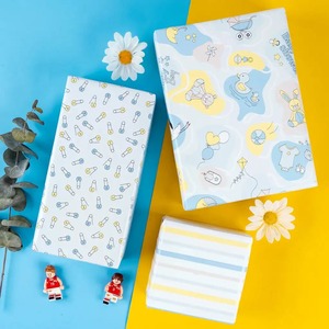 Papier d'emballage cadeau personnalisé pour bébé garçon, rouleau de papier d'art recyclable double face 100 g/m², couché, compatible impression offset écologique - Product Image 5