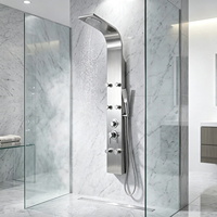 Colonne de douche de salle de bain classique multifonctionnelle en laiton massif avec six jets de massage intégrés et douchette pluie