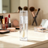 Flacon cosmétique transparent vide en plastique rechargeable avec bouchon à vis, brosse souple, impression sérigraphique, estampage doré, 6 ml, diamètre 25 mm