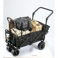 Chariot pliable robuste en acier inoxydable Fuxtec - Chariot utilitaire pliable avec roues universelles pour le camping, les courses et les outils (OEM)