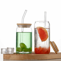 Offre Spéciale – Tasses en Verre Borosilicate de 16 oz avec Couvercles et Pailles Minimalistes Personnalisables – Qualité Supérieure, Écologiques, Idéales pour les Fêtes, Logo Personnalisé