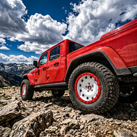 Jantes en alliage Beadlock style rallye, blanc et rouge, 15, 16, 17 pouces, 6x139.7, ET25, à déport profond, compatibles Land Cruiser Hilux, homologuées DOT