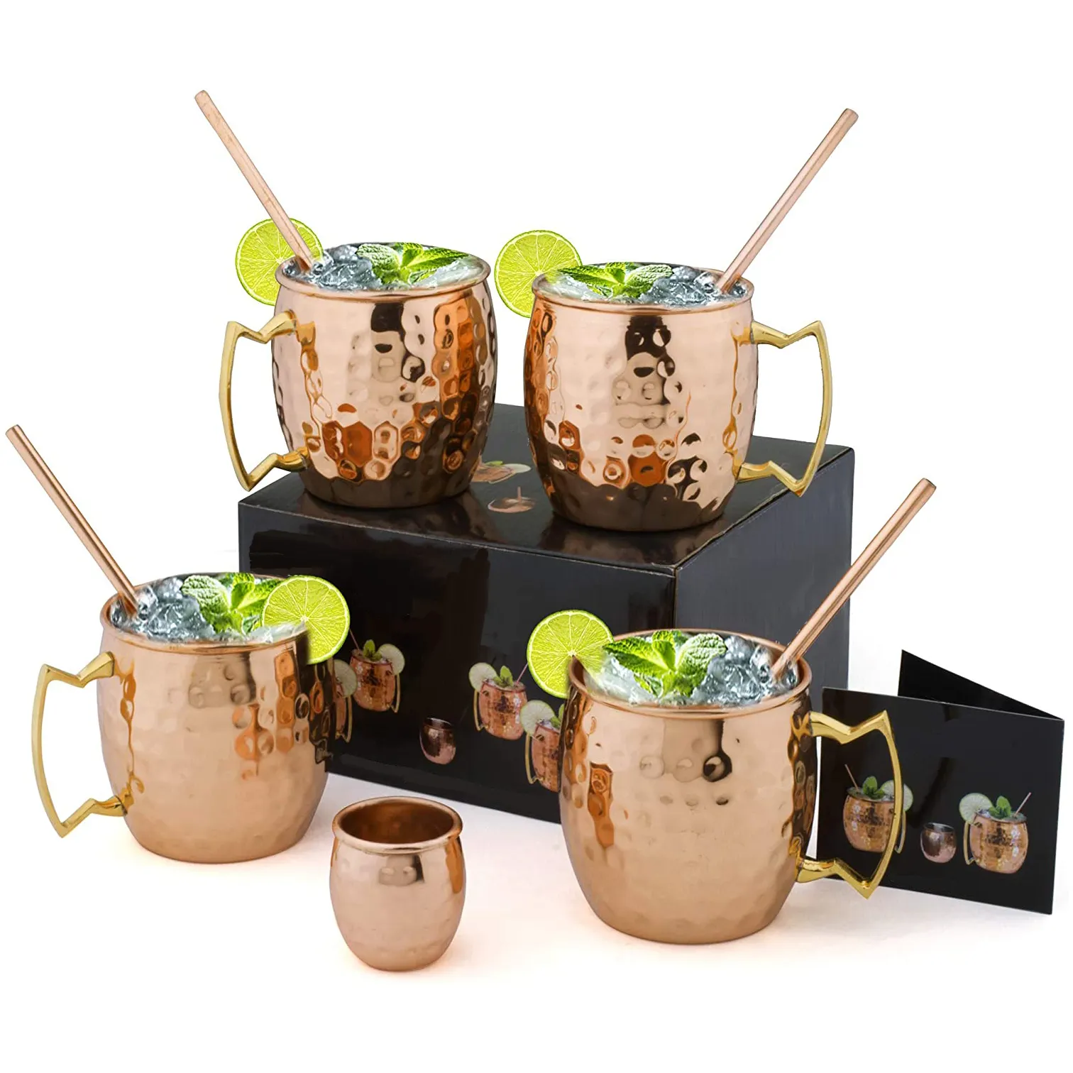 Manufacturers direct selling Moscow mule bronze cup beer cup box gift set bronze cup antique hammer wine set