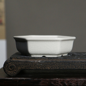 Pot à Bonsaï en Céramique Hexagonal Carré Style Japonais Petit Pot de Fleurs Style Chinois Village de la Poterie - Product Image 2
