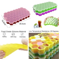 Moule à glaçons en silicone de qualité alimentaire personnalisé en usine, hexagonal, 37 trous, bac à glaçons en nid d'abeille avec couvercle
