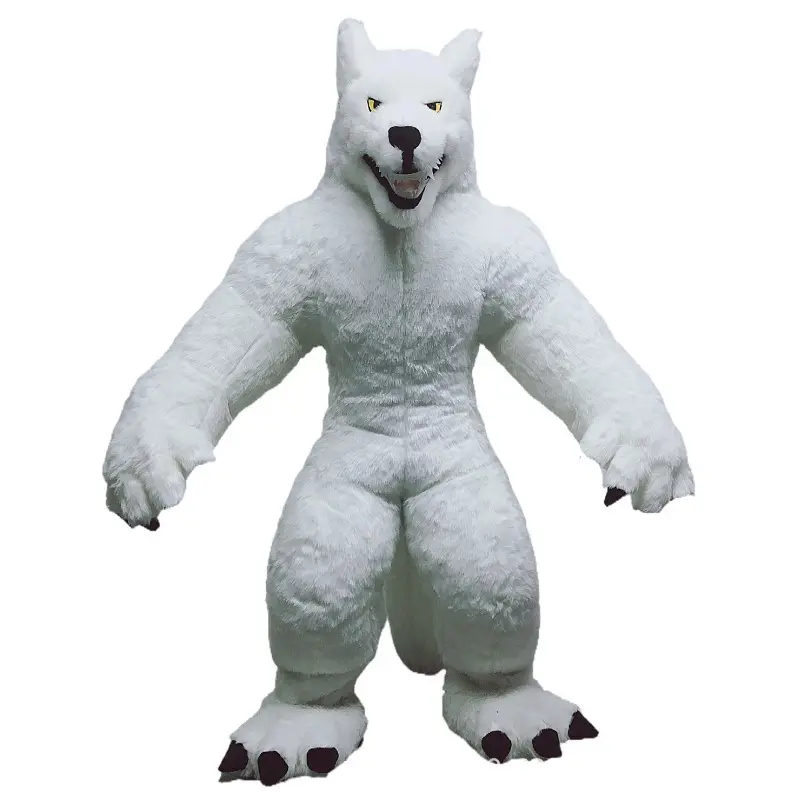 Costume d'animaux gonflables de loup arctique à vendre fabricant fourniture mascotte d'anime de marche réaliste personnalisée 2.2m blanc unisexe