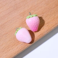 Perles en résine de 20 mm, rouge, rose, blanc, fraises, breloques de fruits, figurines miniatures, accessoires de décoration pour jardin féerique miniature DIY