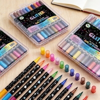 Marqueurs à paillettes à double pointe |   24-120 couleurs vibrantes, pointes de pinceau de 1-5 mm, traçage bicolore pour l'art, le scrapbooking et les loisirs créatifs pour enfants