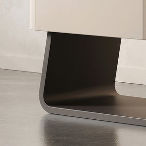Table de chevet minimaliste en bois massif laqué M835 couleur thé au lait, armoire de rangement multifonctionnelle, meubles de chambre à coucher - Product Image 4