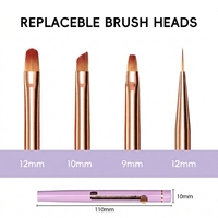 Nouvel Arrivage – Ensemble de 4 Pinceaux à Ongles en Gel 4-en-1 avec Manche Acrylique Violet, Conception Rétractable à Ressort Portable, Marque Privée