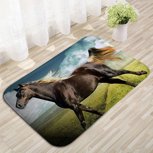 Alfombrillas de franela de la serie Galloping Horse, modernas y refrescantes, antideslizantes, absorbentes, para baño, venta al por mayor. - Product Image 2