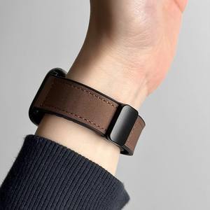 Correa Compatible con Apple IWatch, Huawei GT6, <span class=keywords><strong>Xiaomi</strong></span> 9 Pro, Silicona, Cuero, Patrón Crazy Horse, Compatible con Fit4, Hebilla Magnética, <span class=keywords><strong>S11</strong></span>, Minimalista - Product Image 1