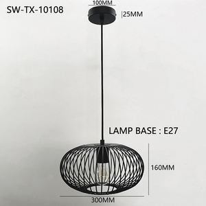 Lampada a Sospensione Moderna, Lampadario a Gabbia d'Uccello in Ferro per Ristorante, Luce Pendente Rotonda in Metallo - Product Image 3