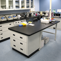 Meubles de laboratoire scientifique modernes, poste de travail de laboratoire en salle blanche, établi de laboratoire de chimie, armoire centrale, matériau HPL, ISO9001