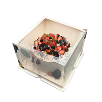 Boîte à Gâteau d'Anniversaire Carrée de Luxe en Carton Recyclable Personnalisable avec Fenêtre Transparente