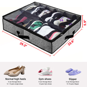 Boîte de rangement pour chaussures, transparente, pliable, en tissu non tissé, à carreaux - Product Image 4