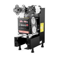 Machine de scellage entièrement automatique pour bubble tea, équipement commercial pour salons de thé, scelleuse de gobelets pour lait de soja 220V/110V avec panneau d'affichage CNC