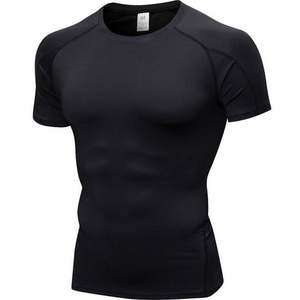 Camiseta Deportiva de Compresión para Hombre, Corte Ajustado, 220 Gramos, Tejido de Punto, Lavado, Secado Rápido, Transpirable, Personalizable, Venta al Por Mayor OEM - Product Image 1