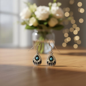 Orecchini pendenti Nacatamun con animali, placcati in argento antico, con turchese incastonato, gioielli etnici da donna E3984 - Product Image 2