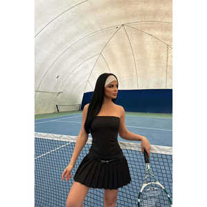 <b>Black</b> Pleated Strapless <b>Club</b> <b>Dress</b> - Product Image 3