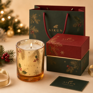 AIKUN Custom Private Label Luxury Soy Wax <b>Candles</b> Christmas Festival <b>Red</b> Glass Scented <b>Candle</b> with Gift Box for Holiday - Product Image 2