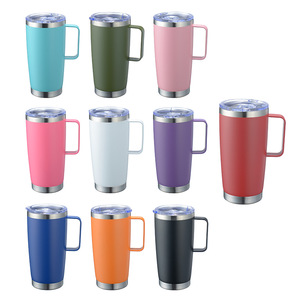 Gobelet isotherme en acier inoxydable 20 oz avec poignée, pour le bureau et la voiture - Product Image 3