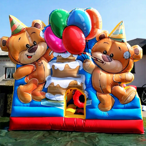 Batutas meskuciai kids party commercial <b>inflatable</b> bear bouncy castle bounce <b>house</b> with slide combo - Product Image 1