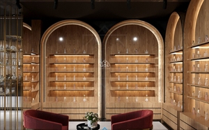 Étagères murales de luxe pour magasin, présentoir de parfums en <span class=keywords><strong>marbre</strong></span> noir brillant avec bande dorée - Product Image 5