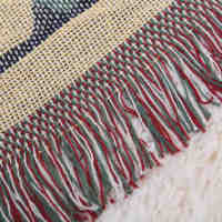 Couverture de canapé en coton à vente directe, respirante, tissée géométriquement, pour camping, avec franges, double face, unie, style vintage