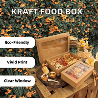 Boîte d'emballage en papier kraft avec couvercle et fenêtre en PET/EVA, doublure en éponge, gaufrage et recyclable pour l'affichage alimentaire et le stockage du sucre