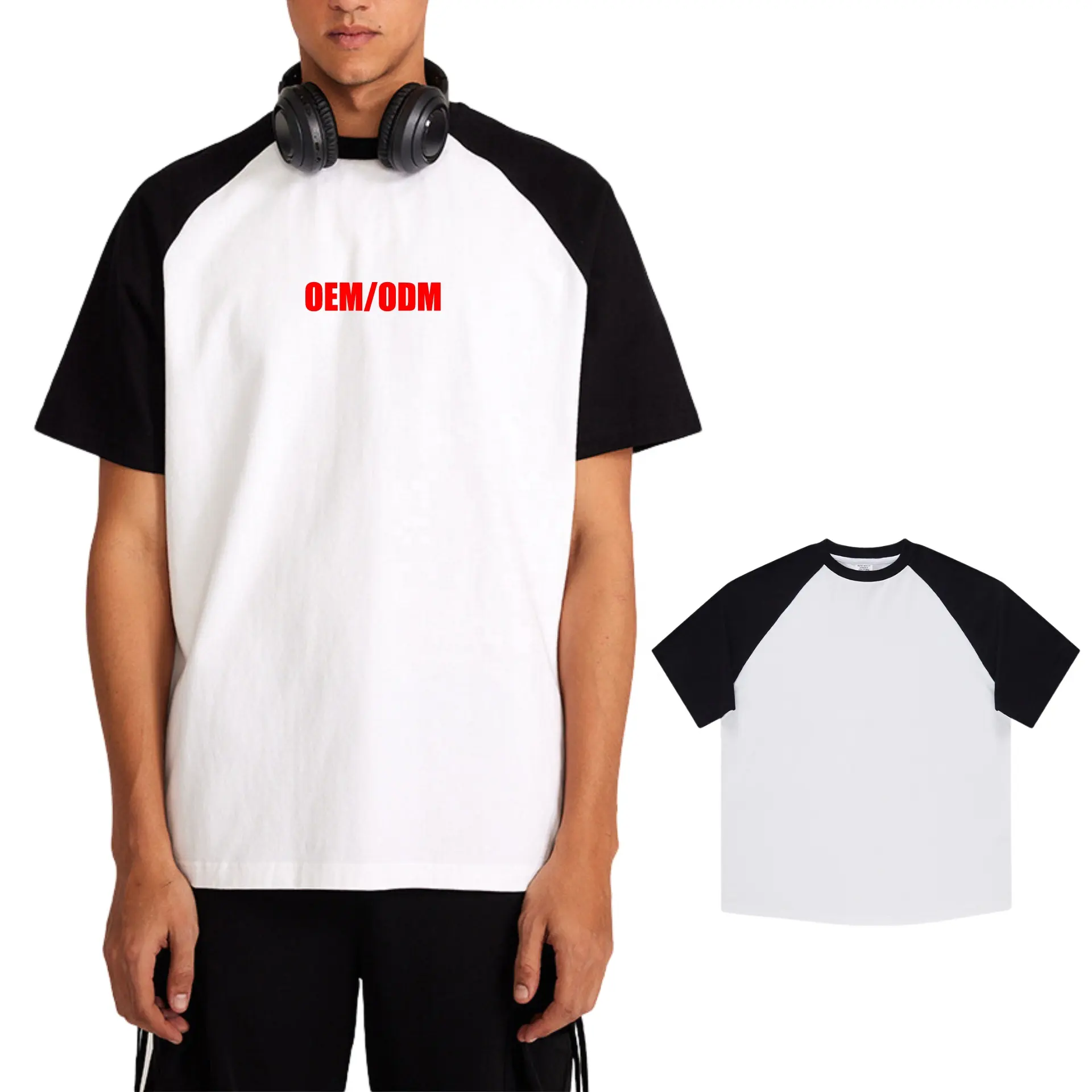 Sıcak satış erkek kısa kollu o-yaka Raglan omuzlar T-shirt özel ısı Transfer baskı baskı rahat moda T-shirt