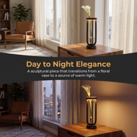 Lampe de table sans fil à LED avec contrôle tactile, variateur d'intensité, lumière d'ambiance, rechargeable, en forme de vase à fleurs