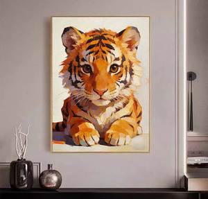 Pintura Acrílica de <span class=keywords><strong>Tigre</strong></span> Bebé con Números para Niños y Adultos, Impresión Digital DIY, Decoración Moderna para el Hogar, <span class=keywords><strong>Lienzo</strong></span> Enmarcado Ecológico - Product Image 1