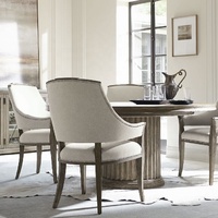 Table à manger ronde extensible en bois massif de style traditionnel français pour la maison et l'hôtel, 10 places