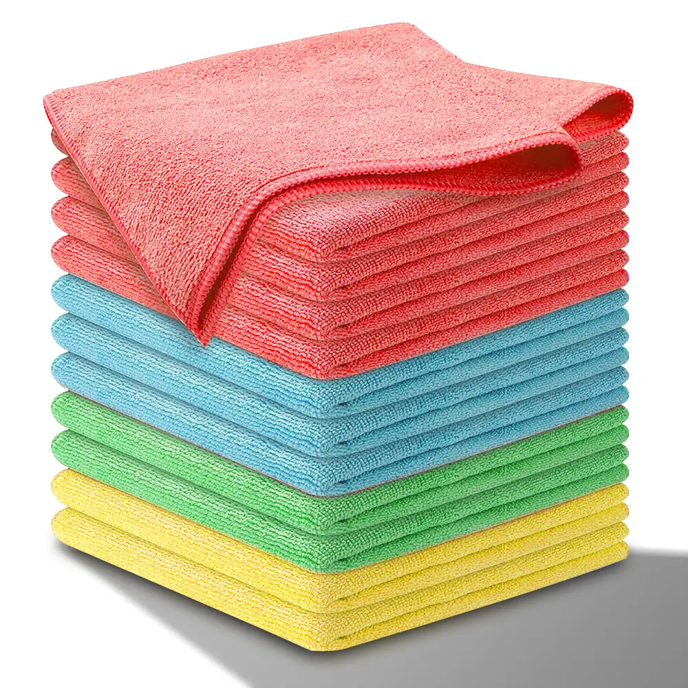 Hot Microfiber Cleaning Cloth12 Pack Cleaning Rag Cleaning Towels with 4 Color Assorted microfiber cloth