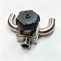 Válvula Sanitaria de Diafragma Manual de 3 Vías con Cuerpo Integrado Forjado SS316L, PTFE EPDM, Tri-Clamp, Válvula Higiénica para Alimentos y Farmacéutica