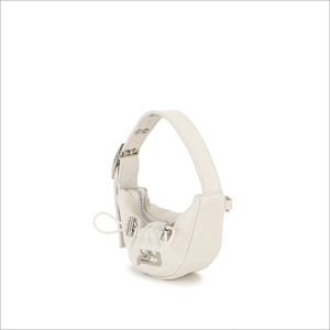 <b>Mini</b> Tote Bag Style Glossy Ivory <b>Keyring</b> Purse With An Adjustable String For A Customizable Wrinkle Effect - Product Image 2