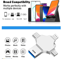 Clé USB miniature personnalisée OTG avec logo personnalisé 4 en 1 pour Android Type-C et PC, clé USB multifonction, clé USB C